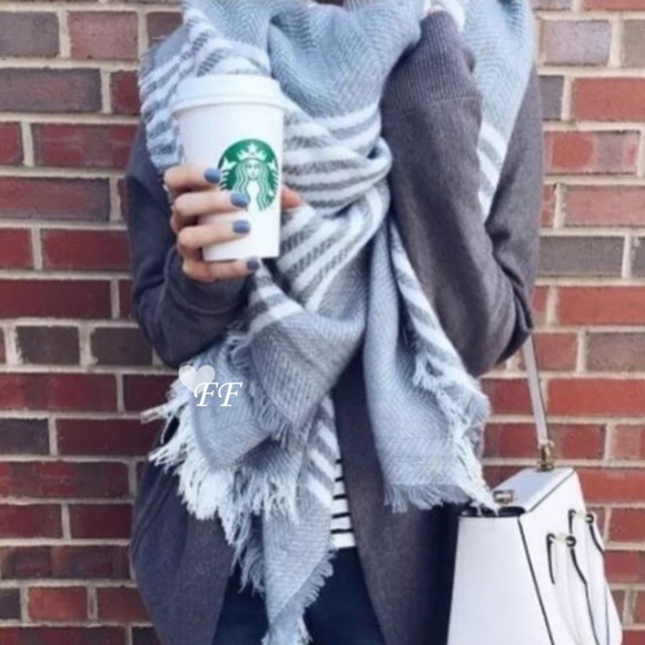 Figleaffashion Accessories - Oversized Fringe Cashmere Blanket Scarf Wrap